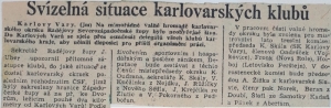 Svízelná situace karlovarských klubů v roce 1947