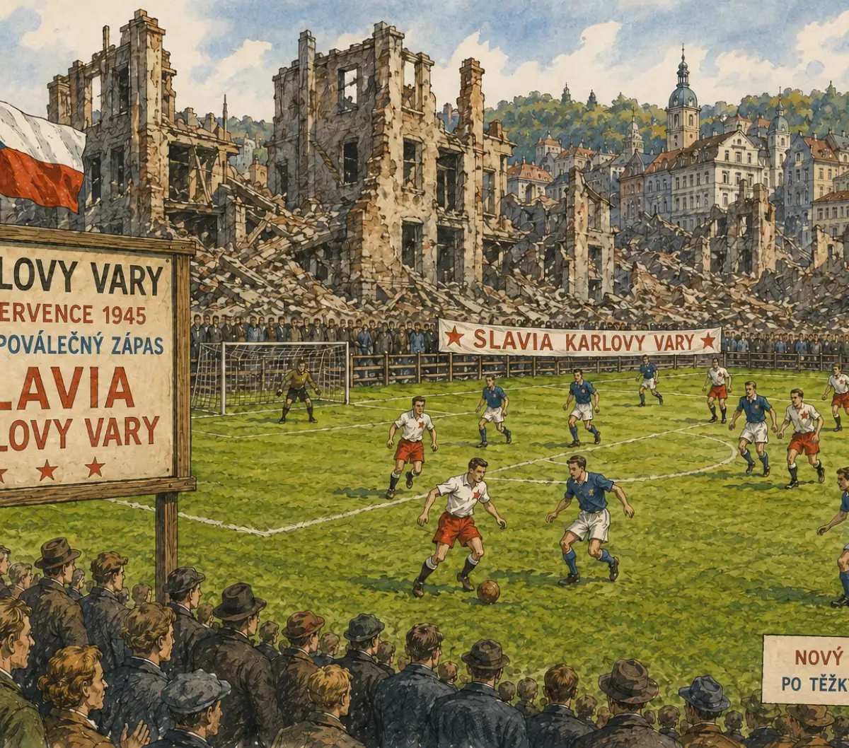 První poválečný výkop - Slavia Karlovy Vary vstoupila do Poháru Osvobození