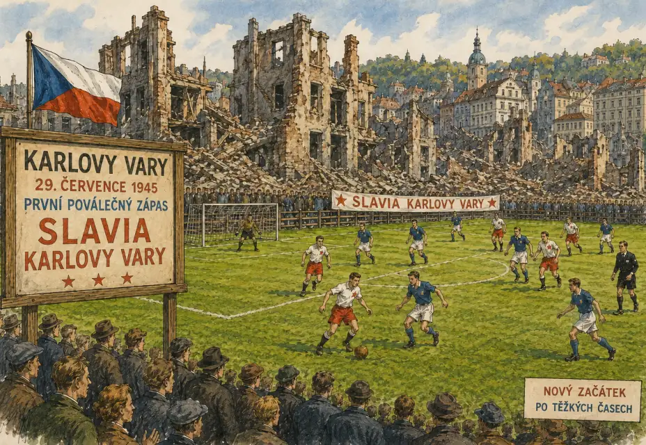 První poválečný výkop - Slavia Karlovy Vary vstoupila do Poháru Osvobození